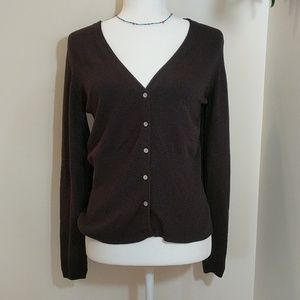 Caslon Black Ribbed V-Neck Cardigan